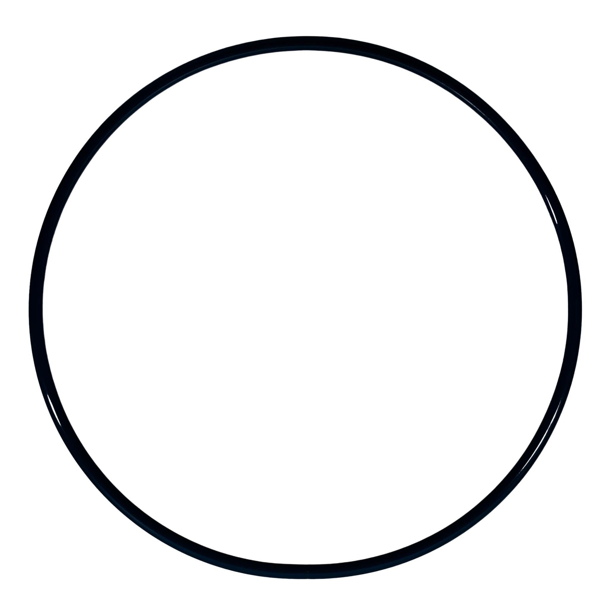 A minimalist black aerial lyra on a solid white background.